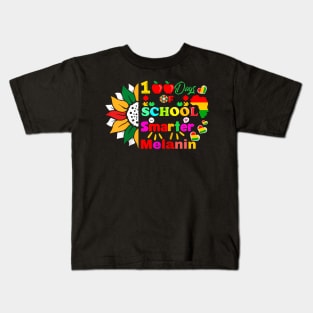 100Th Days Of School Smarter Melanin Juneteenth Afro Woman Kids T-Shirt